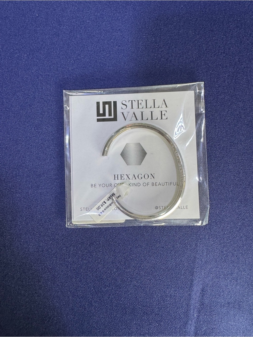 Silver Hexagon Open Cuff Bracelet - Silver